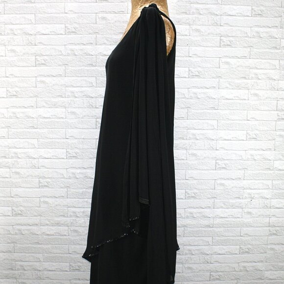 JEFFREY & DORA EVENINGS Gown Dress Sheer Formal Chiffon Shawl Black 2 Piece  10 - Picture 5 of 16